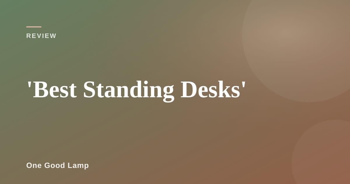 A height-adjustable standing desk in a modern home office with dual monitors and cable management
