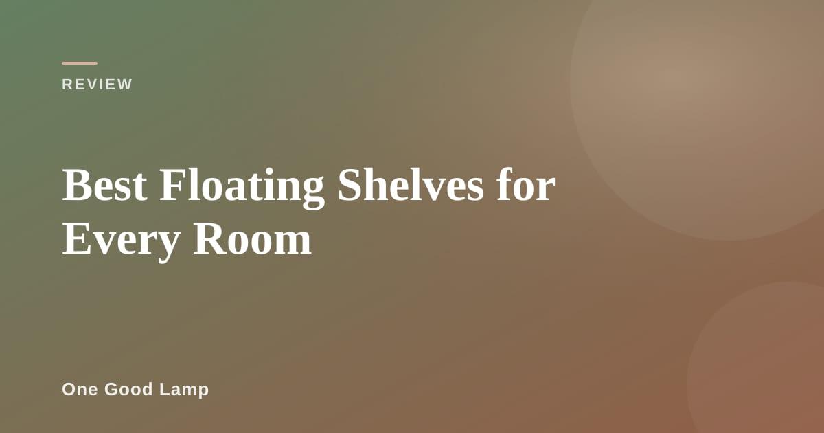 Styled floating shelves on a living room wall